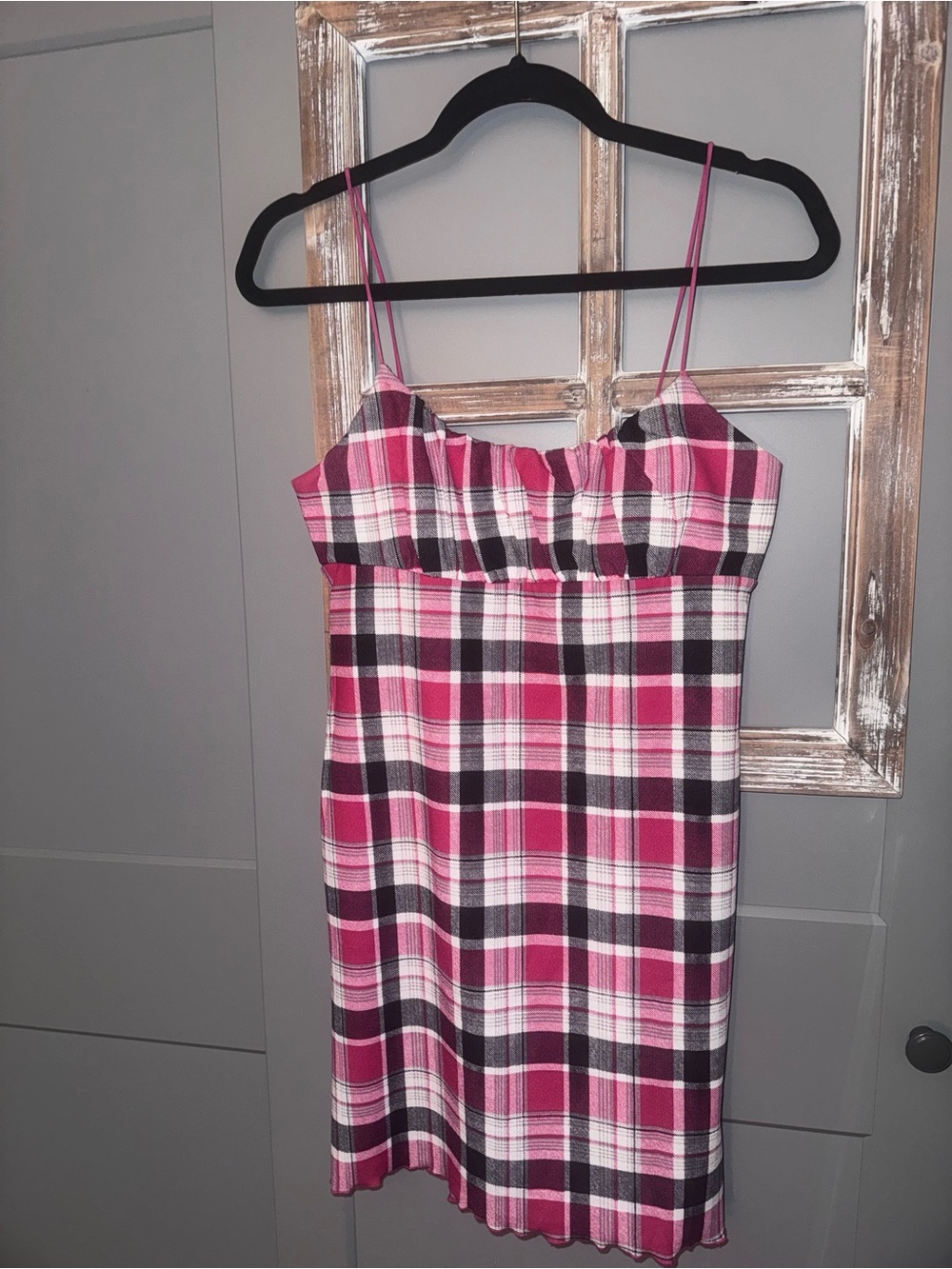 No Comment NY•LA Red Plaid Spaghetti Strap Dress (M)